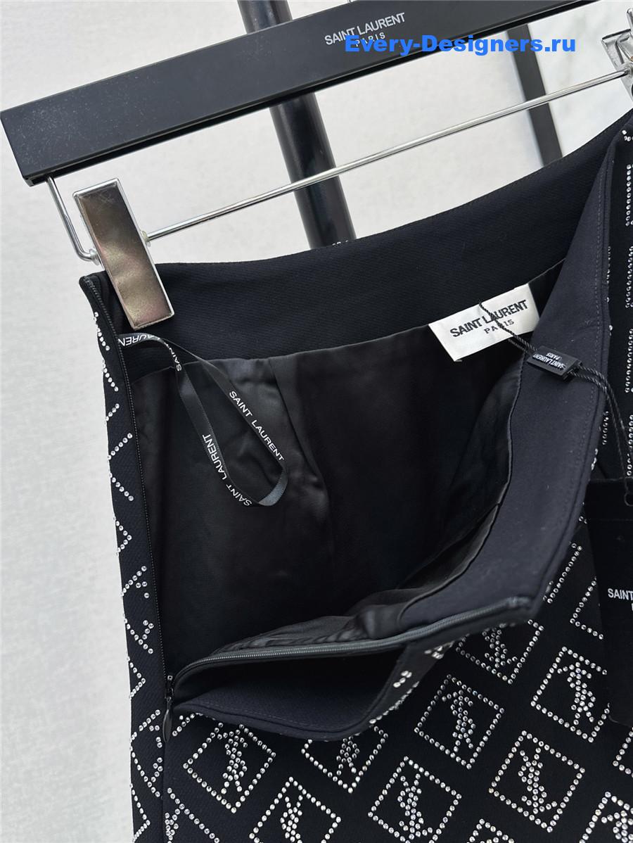 Sa1nt Lau*nt rhinestone logo shorts