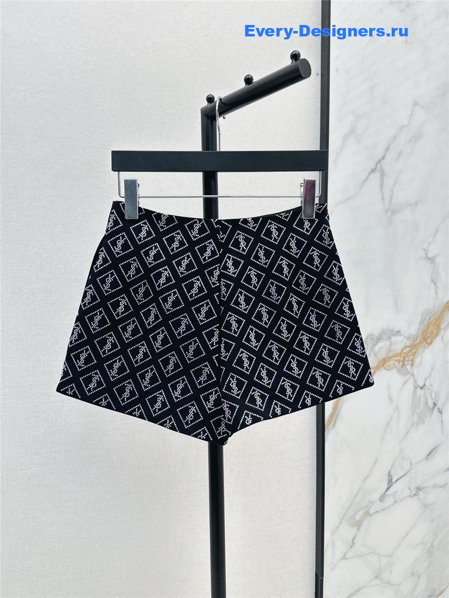 Sa1nt Lau*nt rhinestone logo shorts