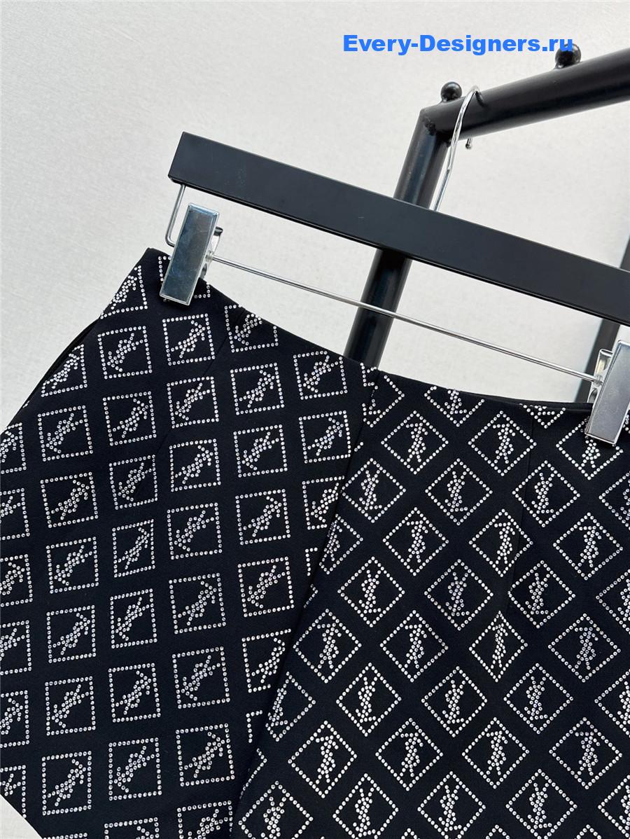 Sa1nt Lau*nt rhinestone logo shorts