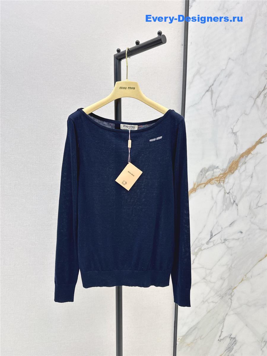 Miu Miu Dark Blue Lettering Pullover