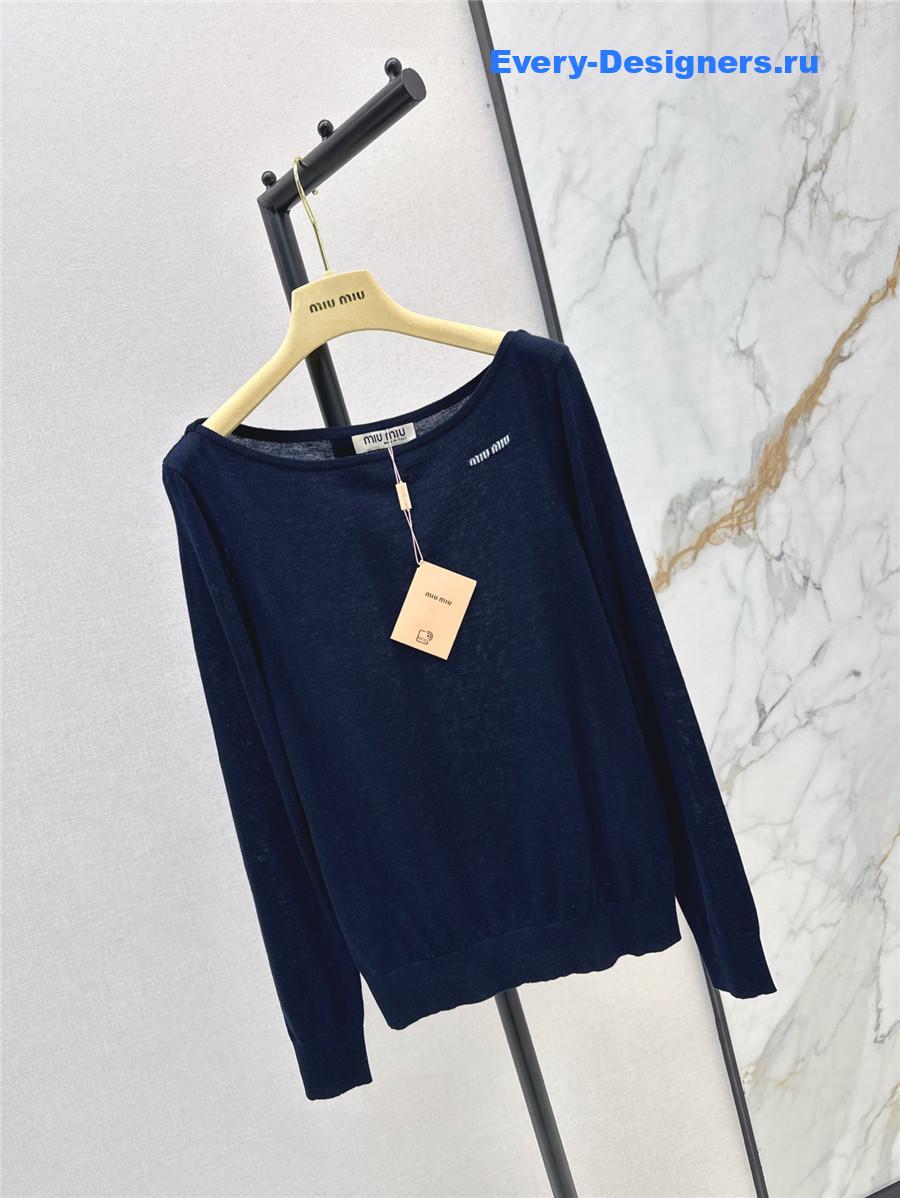 Miu Miu Dark Blue Lettering Pullover