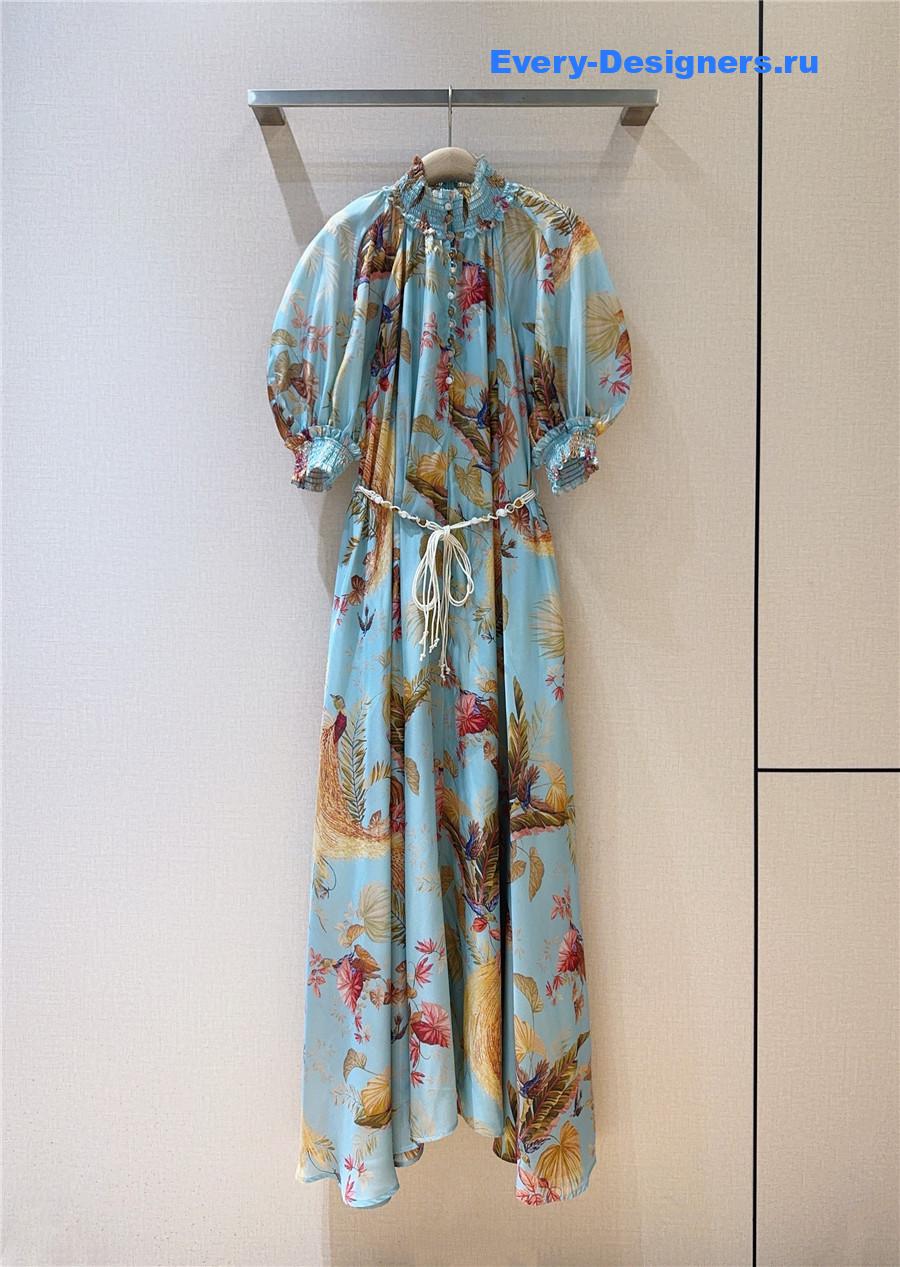 Zimm Aqua Palm Floral Maxi Dress