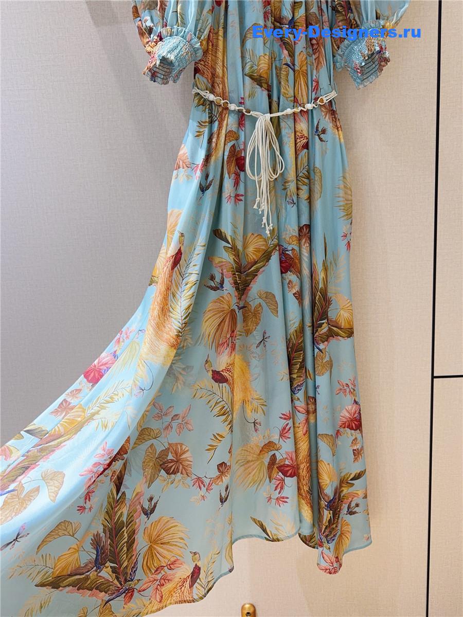 Zimm Aqua Palm Floral Maxi Dress