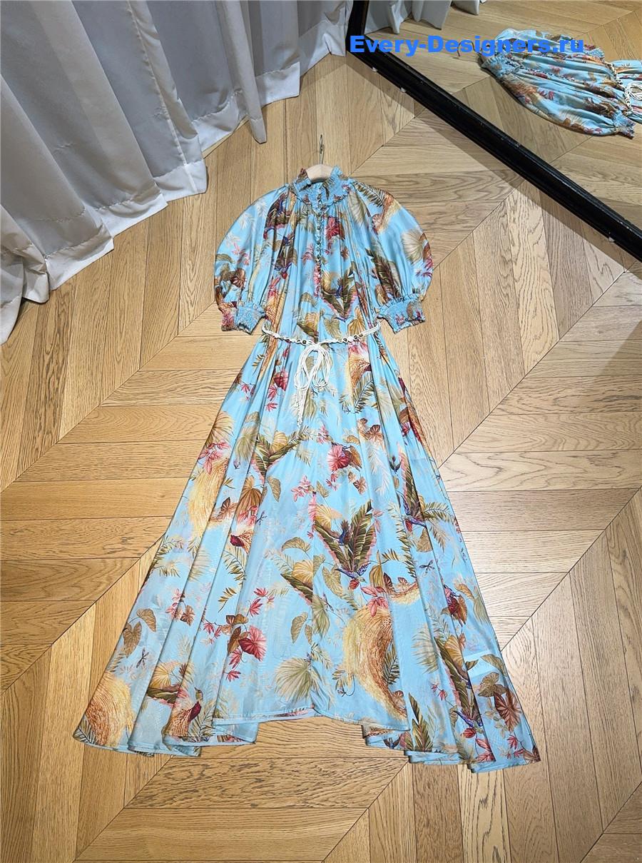 Zimm Aqua Palm Floral Maxi Dress