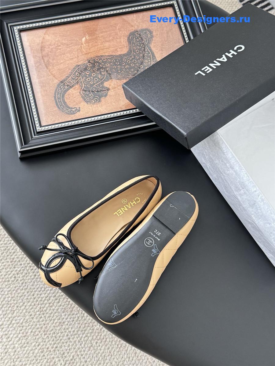 Ch**el beige quilted ballet flats