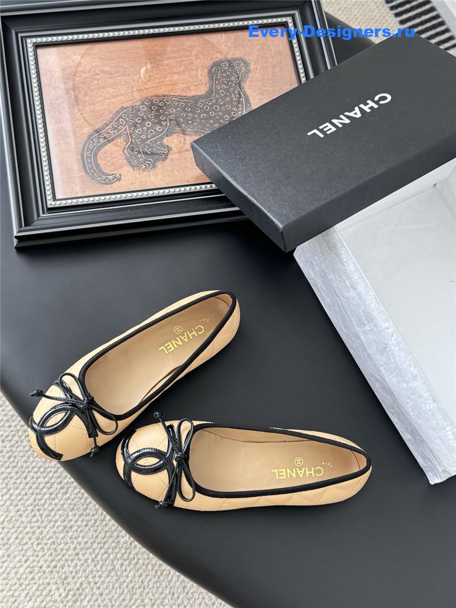 Ch**el beige quilted ballet flats