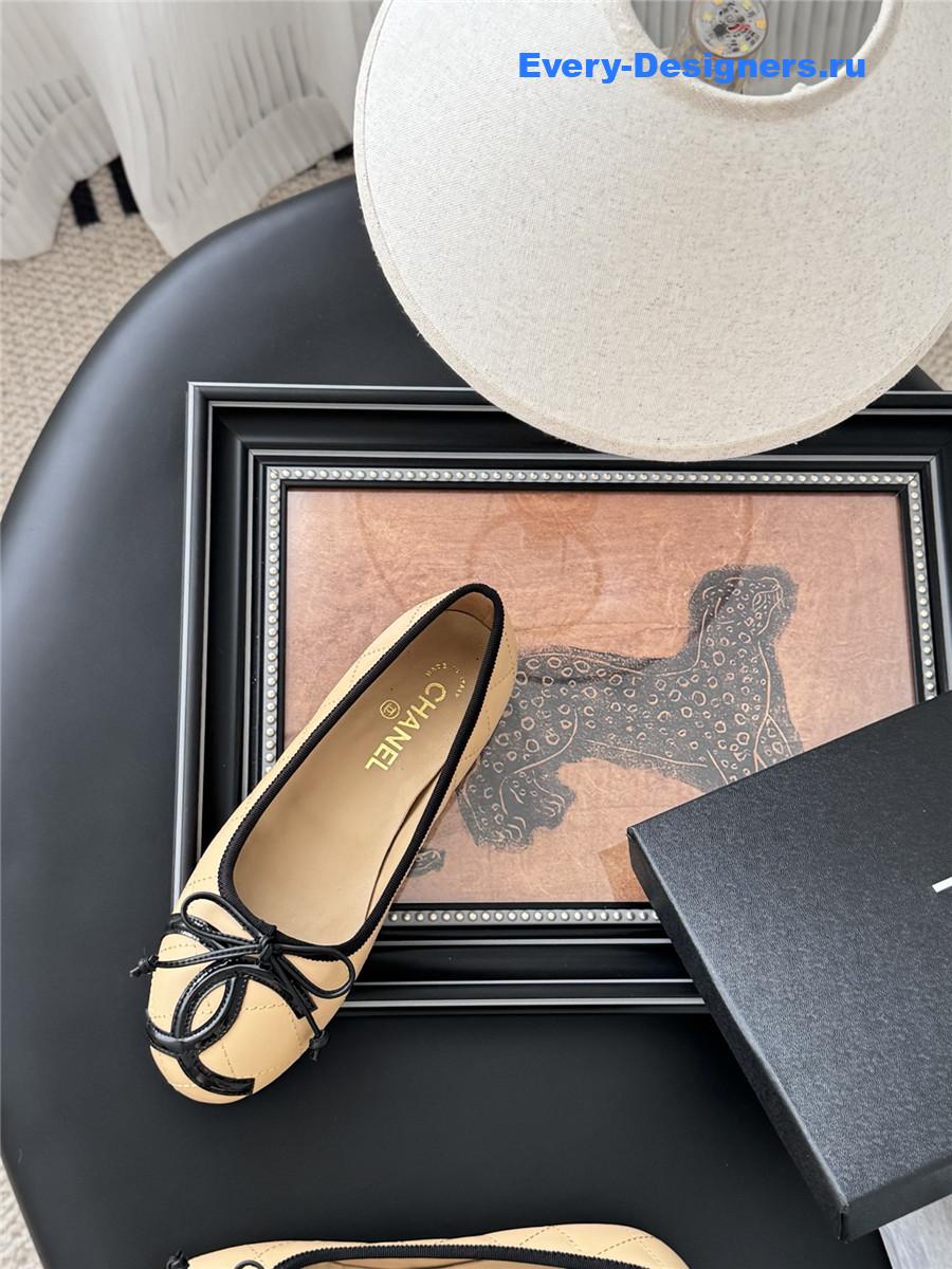 Ch**el beige quilted ballet flats