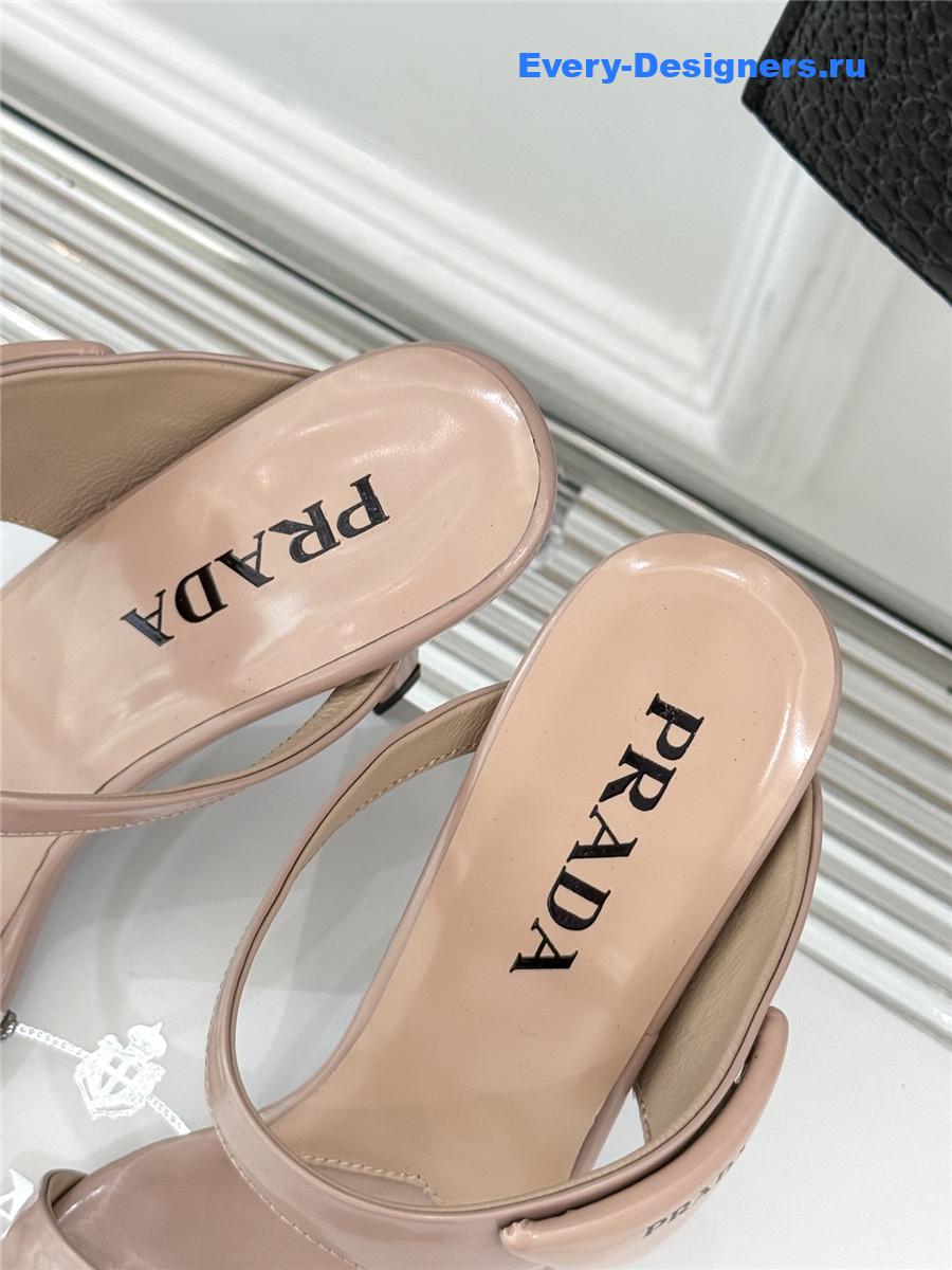 Pra*a beige patent heeled sandals