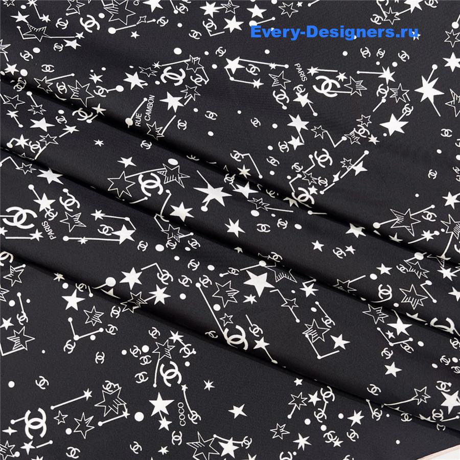 Ch**el black star silk scarf