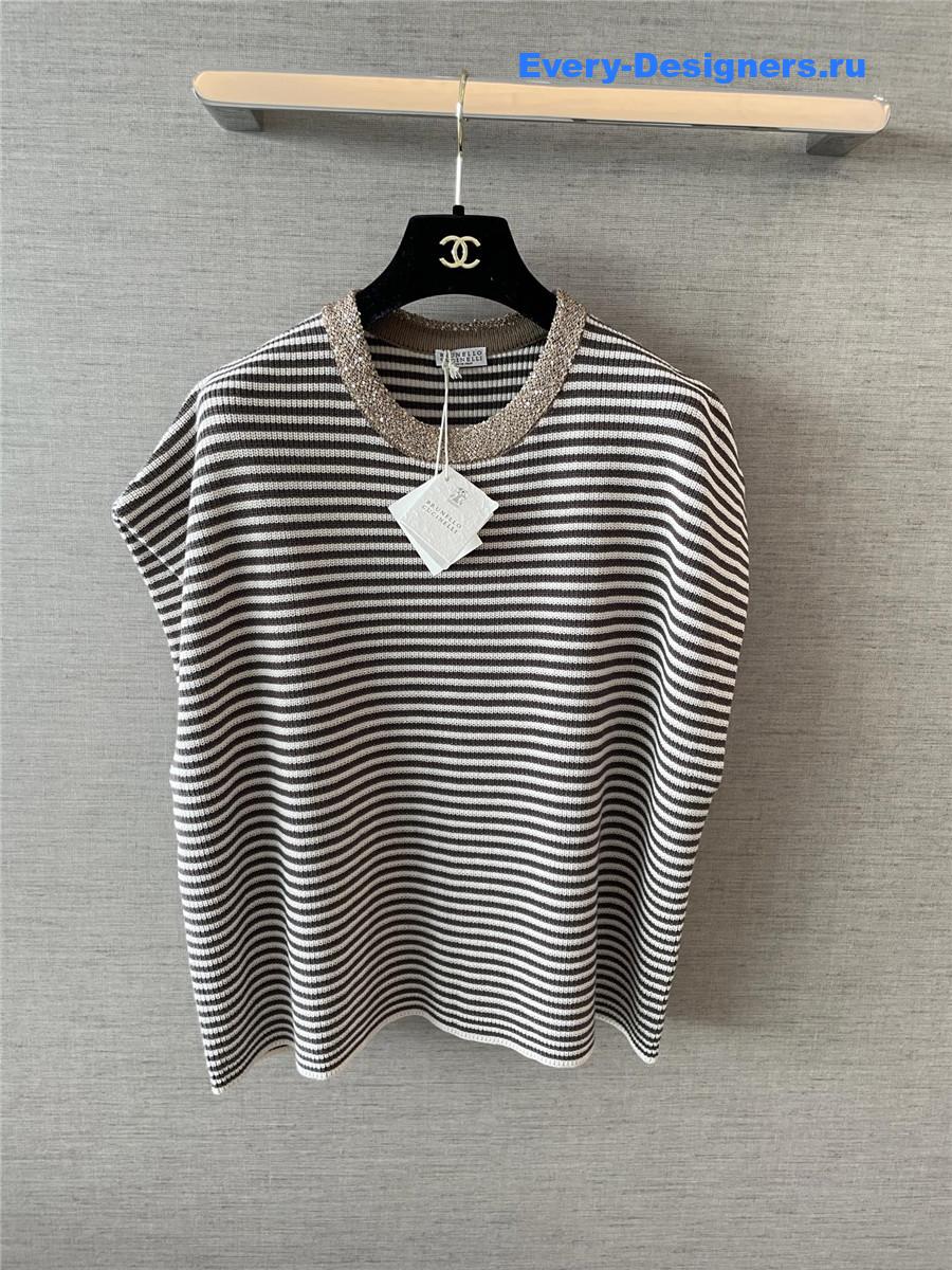 BC Dazzling Collar Striped Top