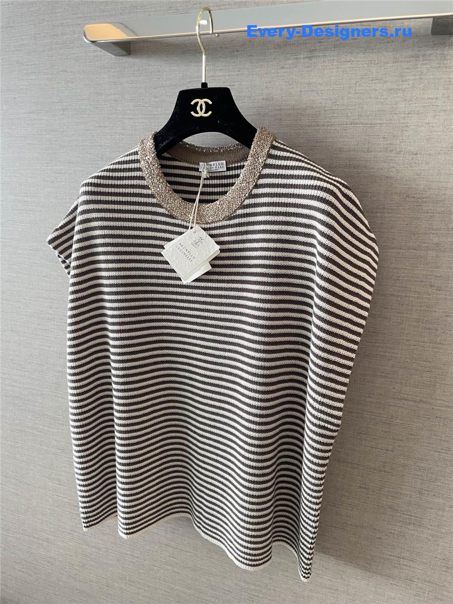 BC Dazzling Collar Striped Top