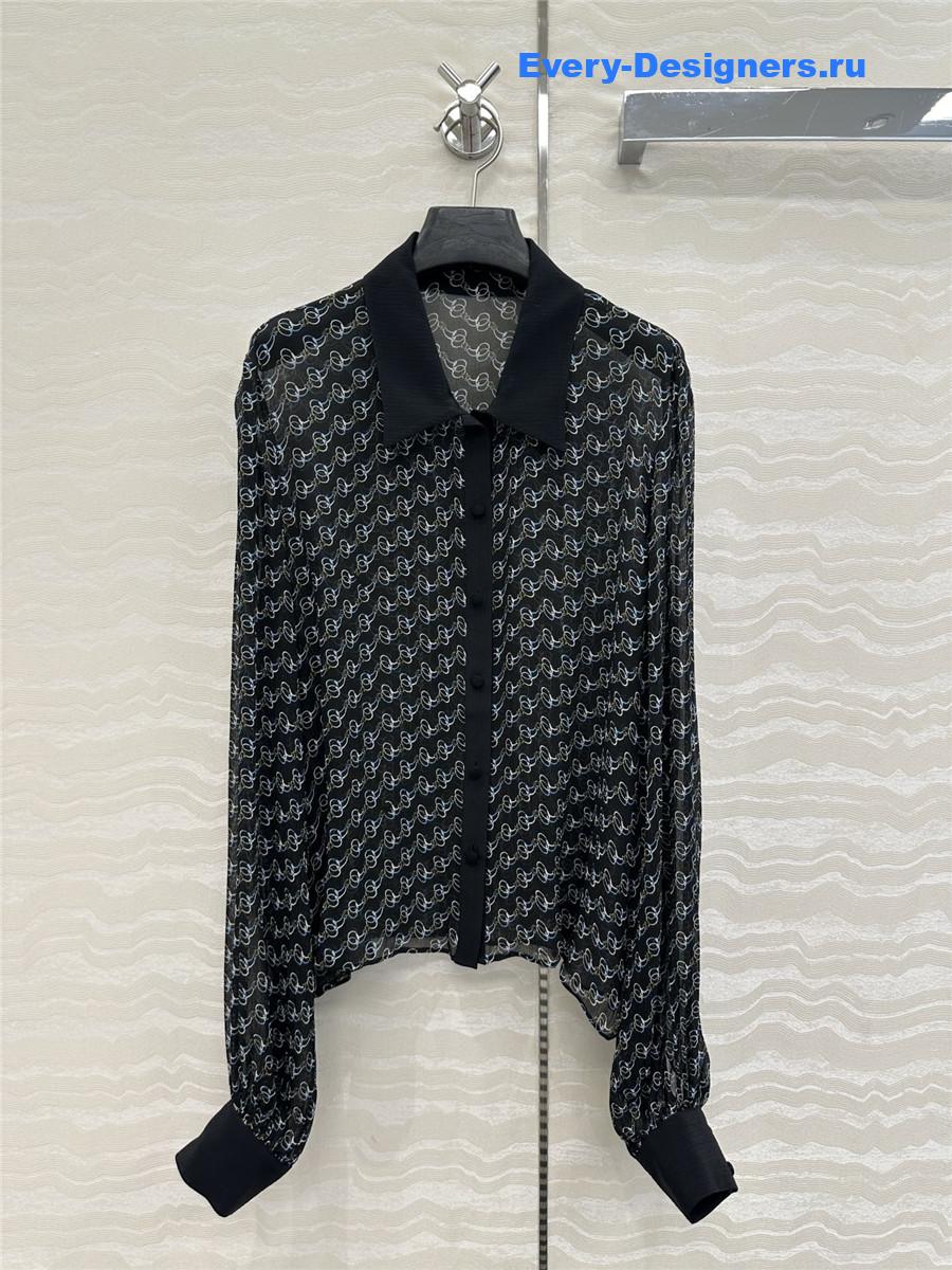 Gvc*1 gg chain print silk shirt