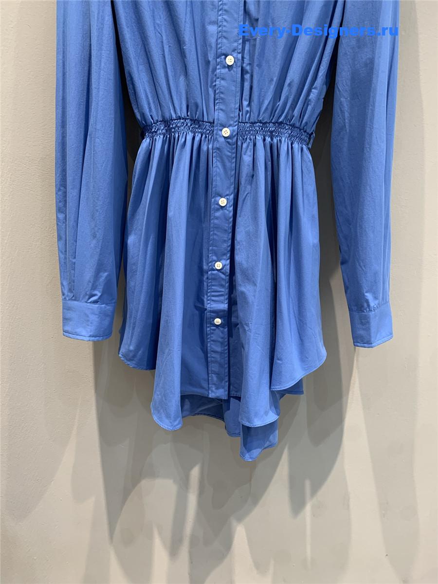 Miu Miu Blue Embroidered Shirt Dress