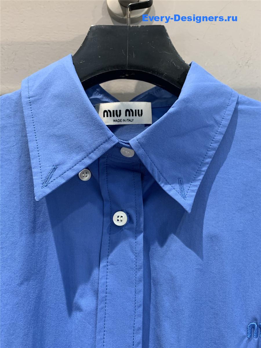Miu Miu Blue Embroidered Shirt Dress