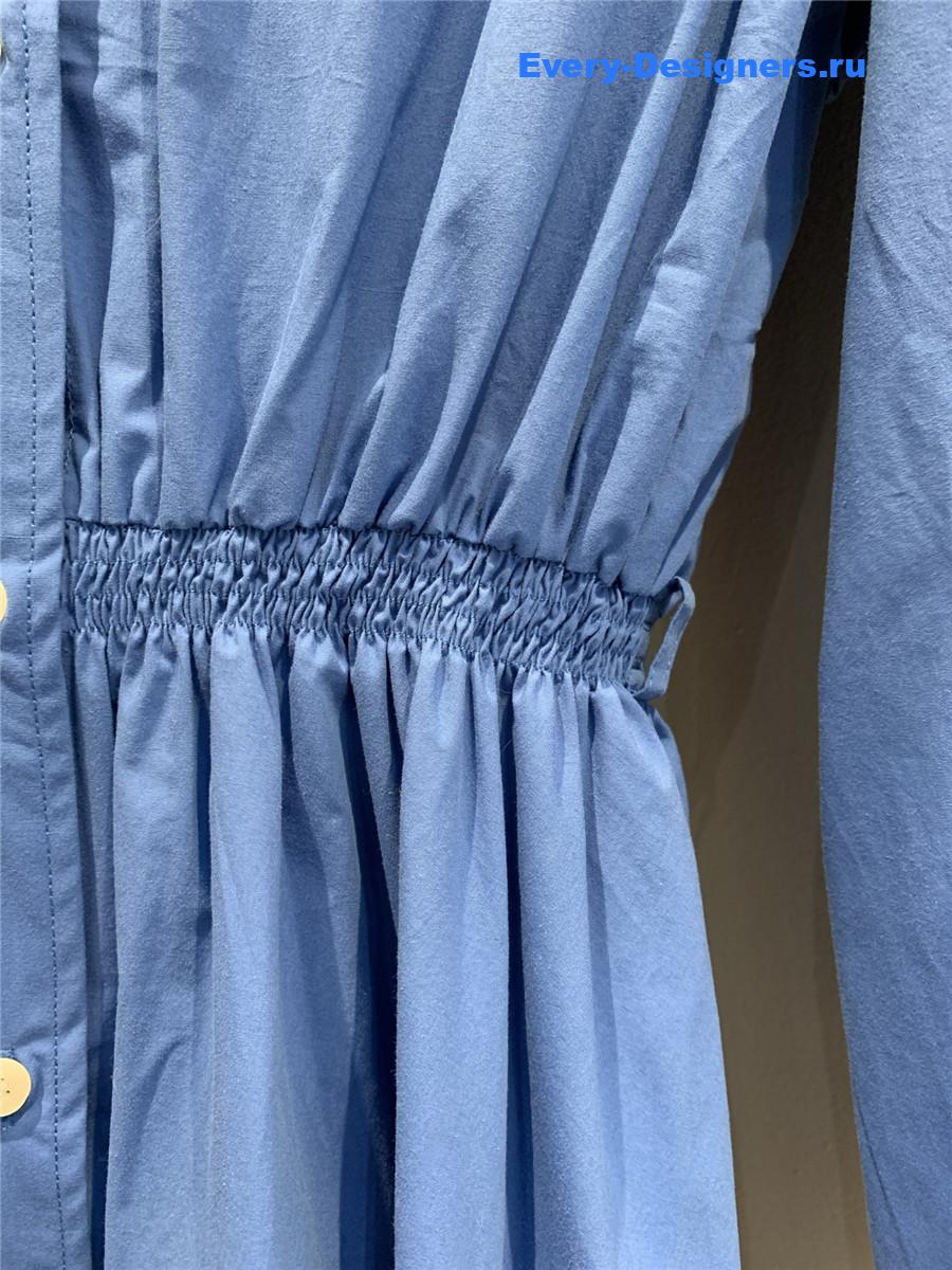 Miu Miu Blue Embroidered Shirt Dress