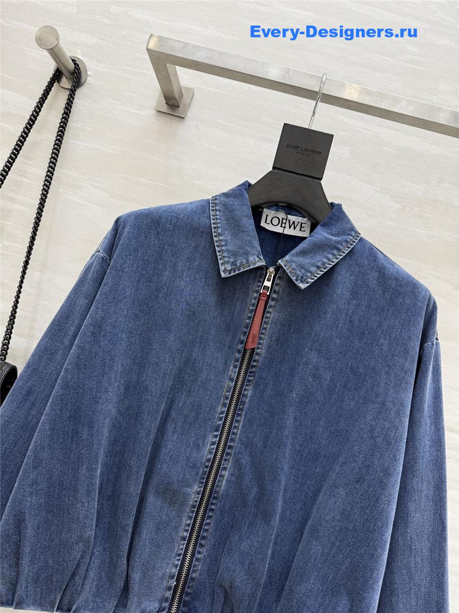 L0ew* draped denim bomber jacket
