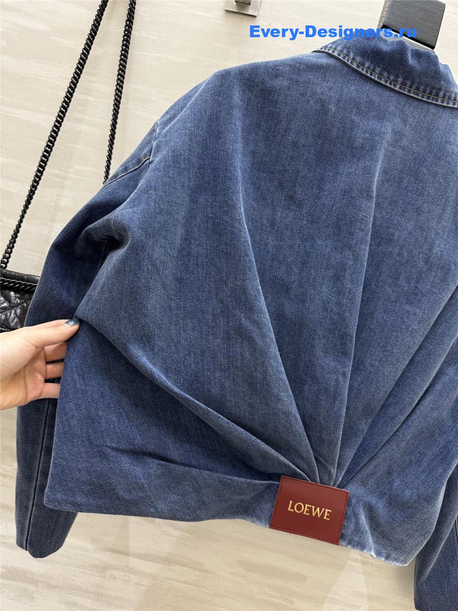 L0ew* draped denim bomber jacket