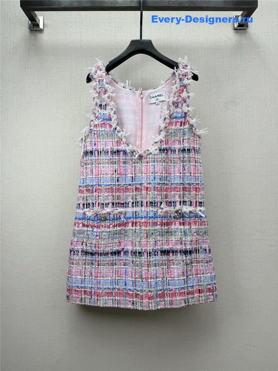 Ch**el pink tweed vest dress