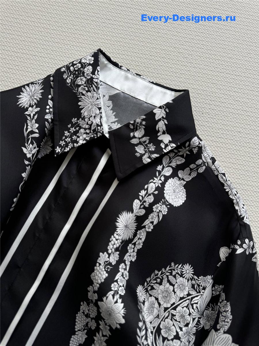 H**me5 black floral silk shirt