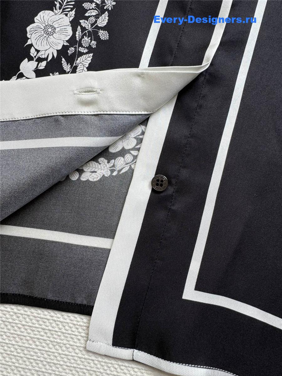 H**me5 black floral silk shirt