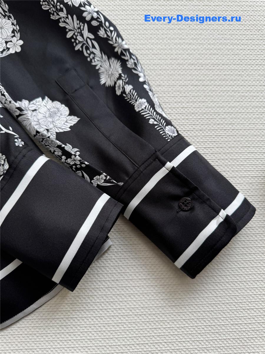 H**me5 black floral silk shirt