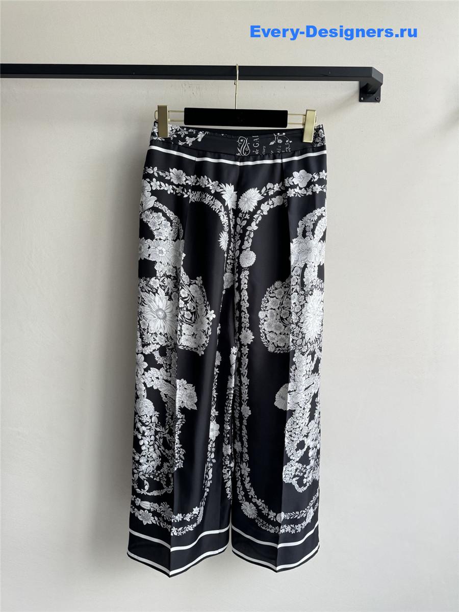 H**me5 black silk floral pants