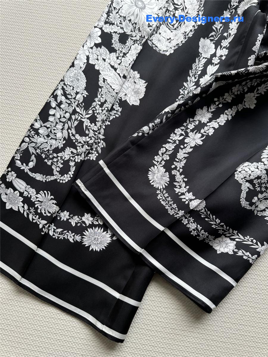 H**me5 black silk floral pants