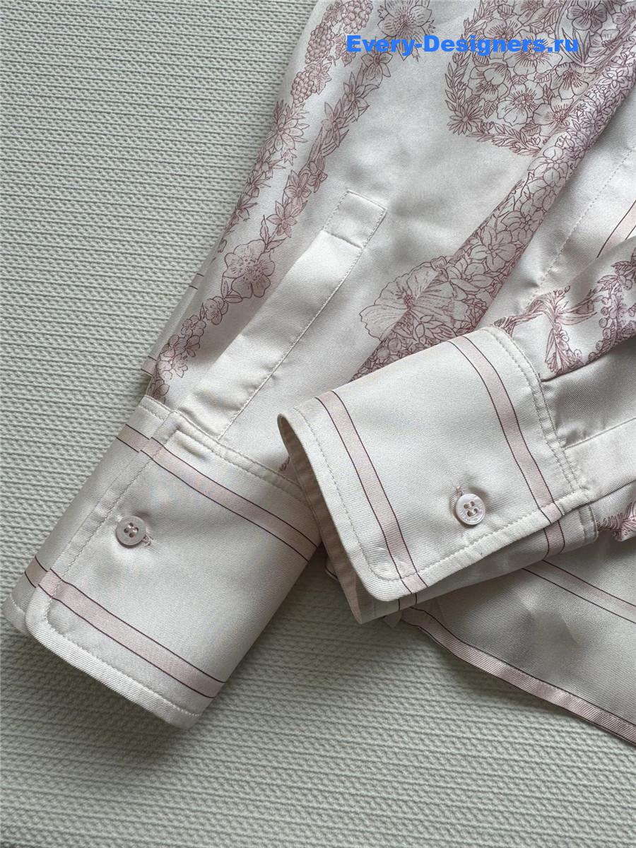 H**me5 pink floral silk shirt