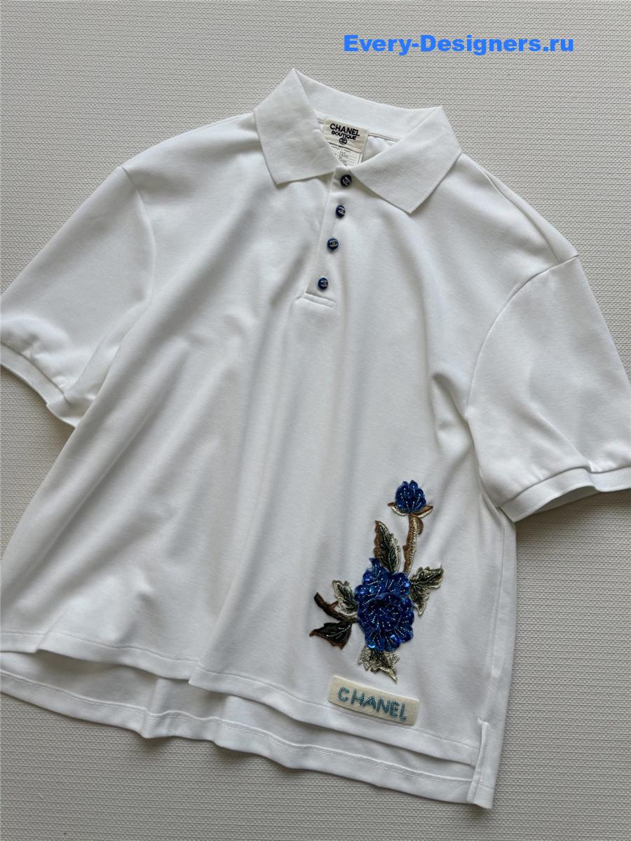 Ch**el beaded logo polo shirt