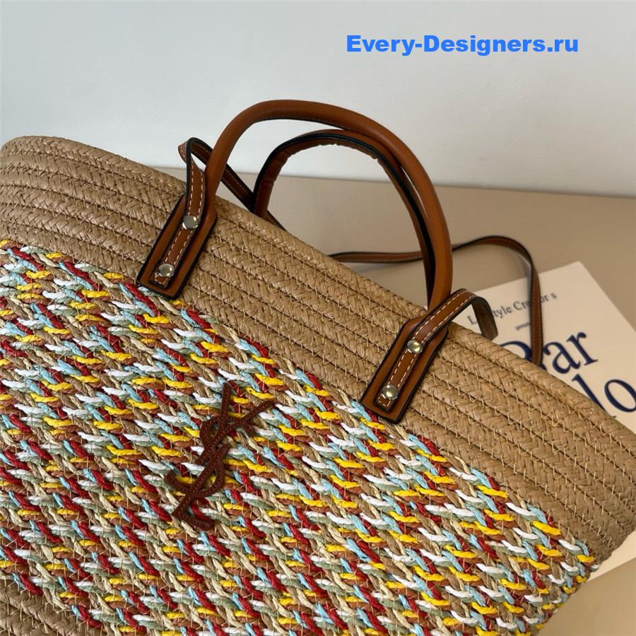 Sa1nt Lau*nt brown raffia tote woven bag