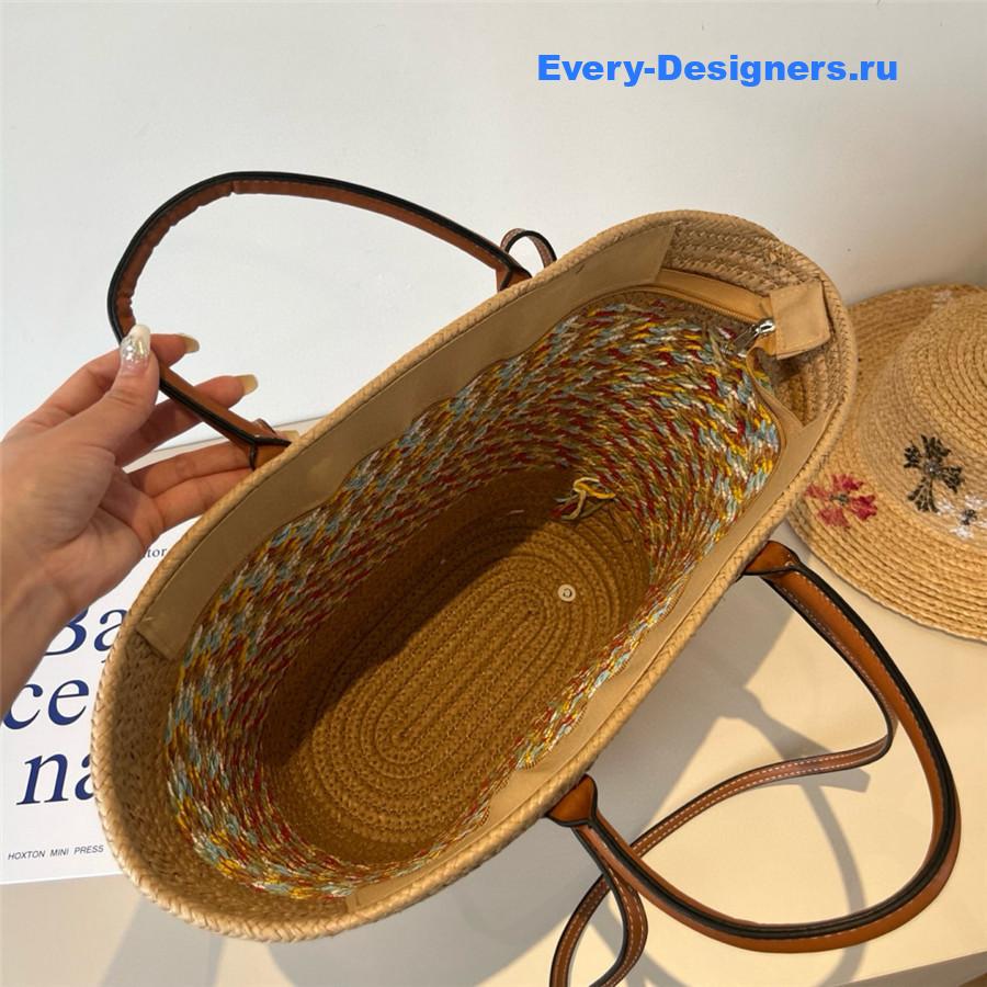 Sa1nt Lau*nt brown raffia tote woven bag