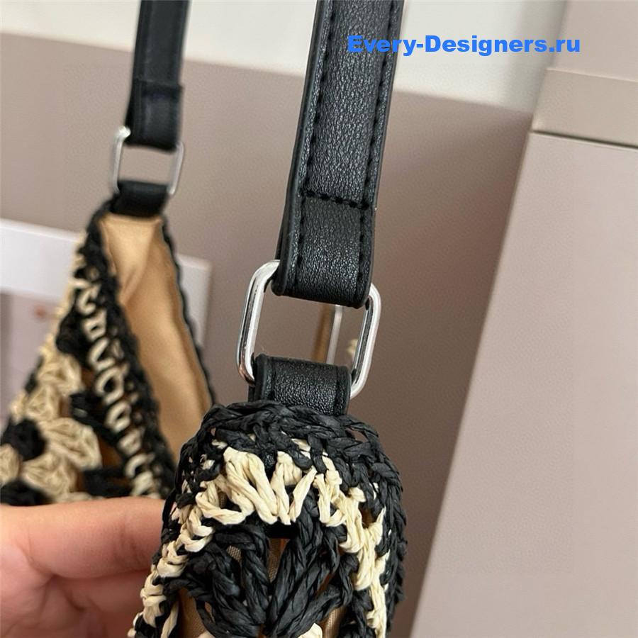 Miu Miu Black Brown Straw Crochet Bag