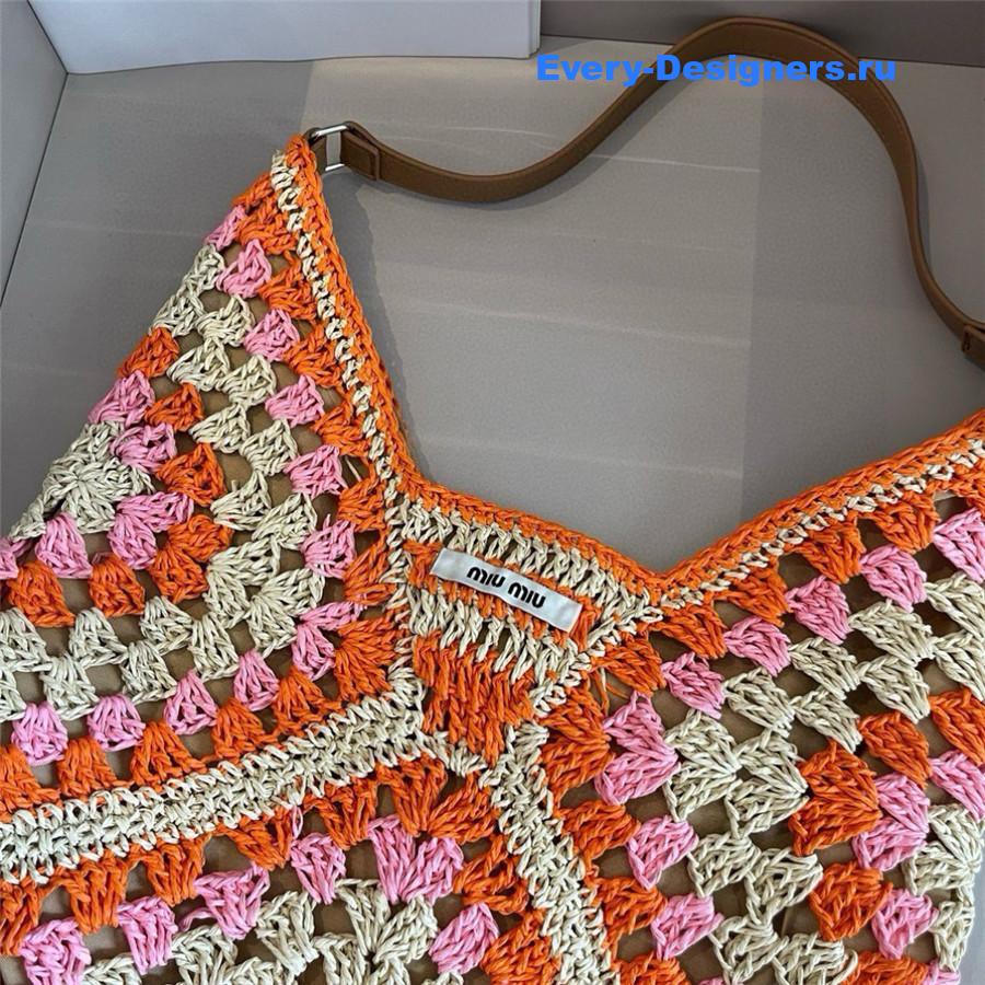 Miu Miu Pink Straw Crochet Bag