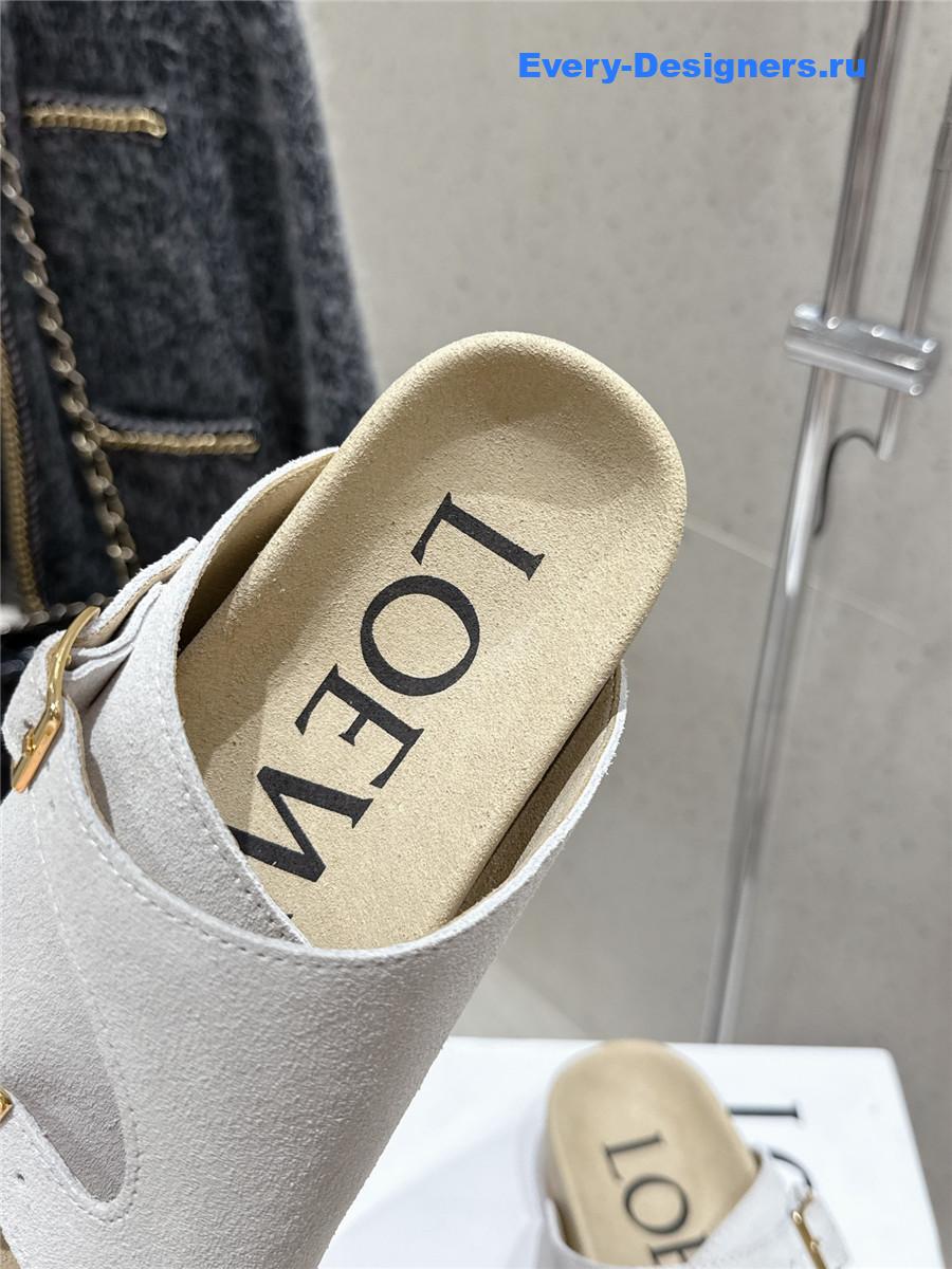 L0ew* white suede two-strap sandals