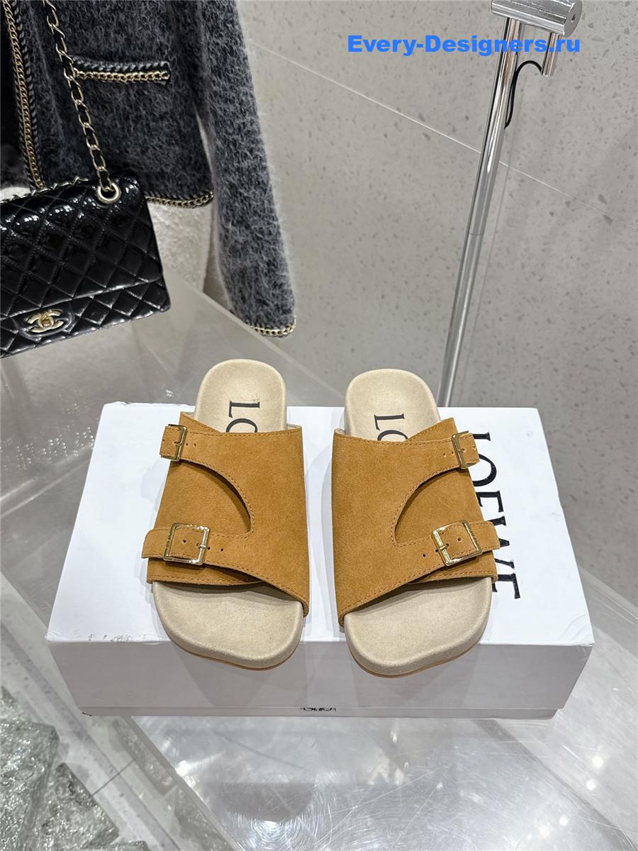 L0ew* brown suede two-strap sandals