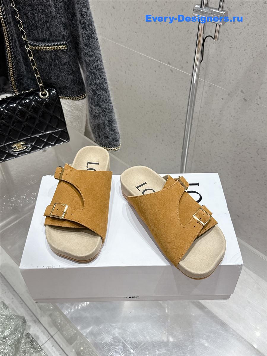 L0ew* brown suede two-strap sandals
