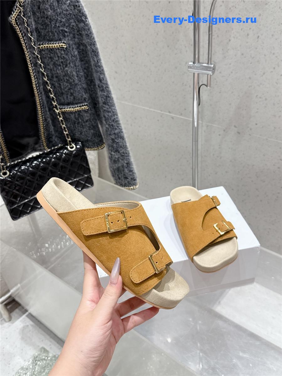 L0ew* brown suede two-strap sandals