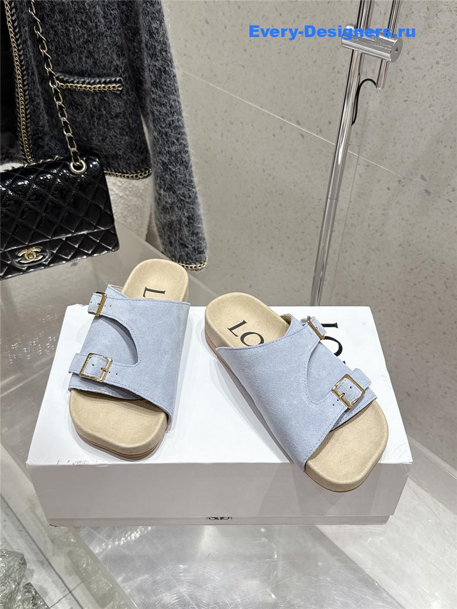 L0ew* blue suede two-strap sandals