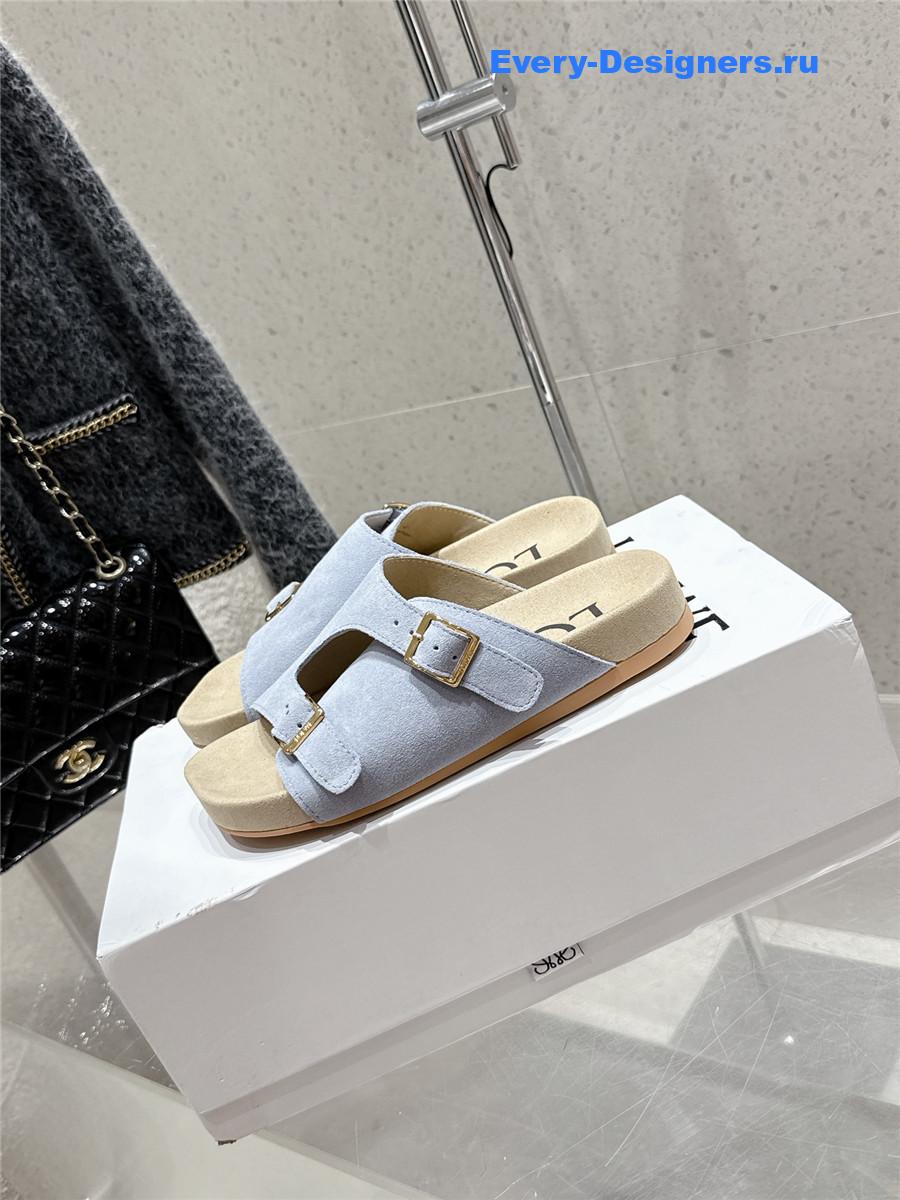 L0ew* blue suede two-strap sandals