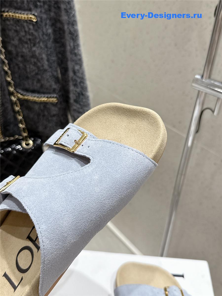 L0ew* blue suede two-strap sandals