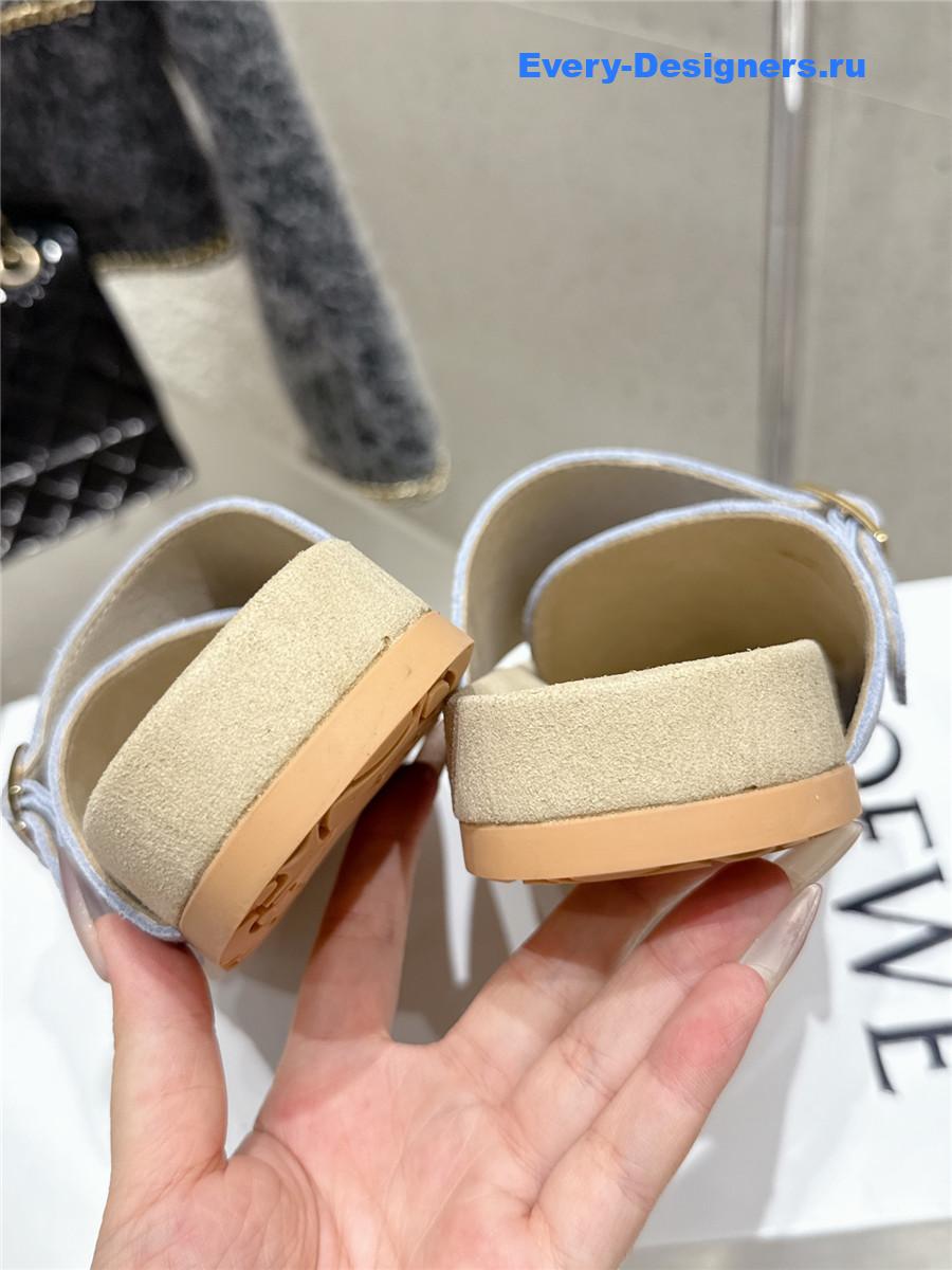 L0ew* blue suede two-strap sandals