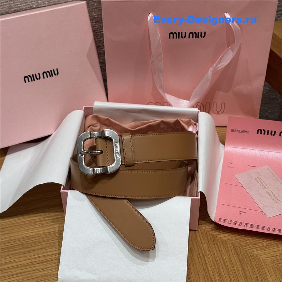 Miu Miu Silver Buckle Caramel Belt