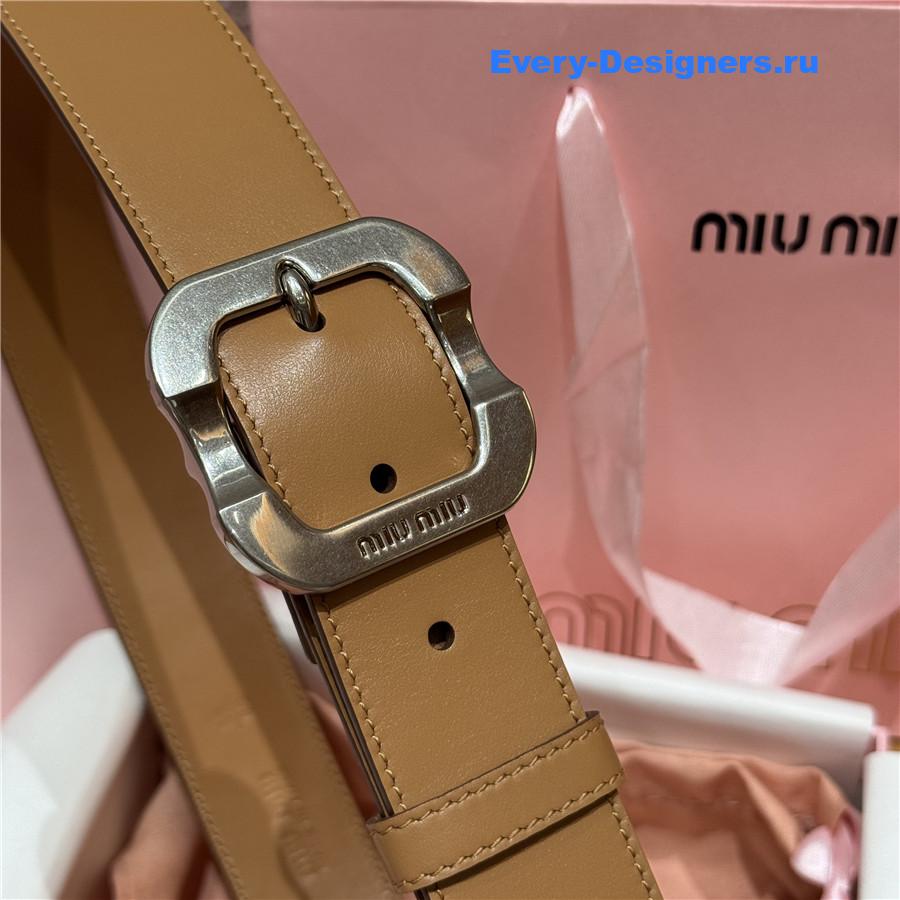 Miu Miu Silver Buckle Caramel Belt