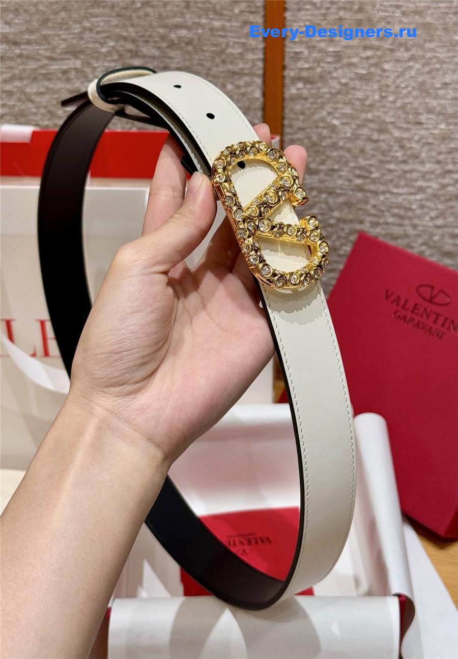 Va1e*ntin0 vlogo white leather belt