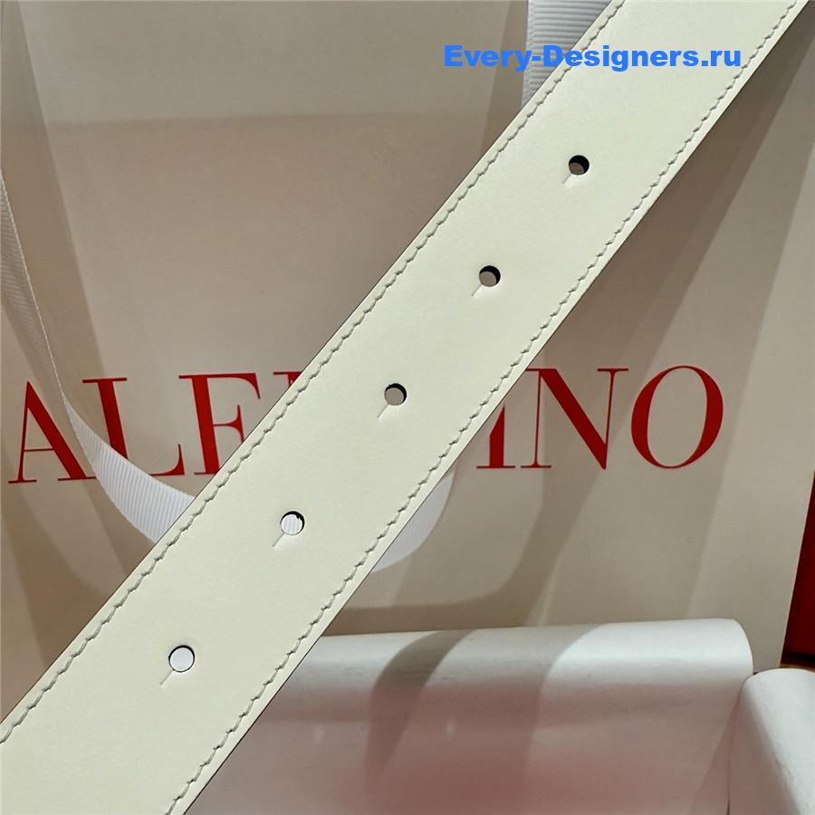 Va1e*ntin0 vlogo white leather belt