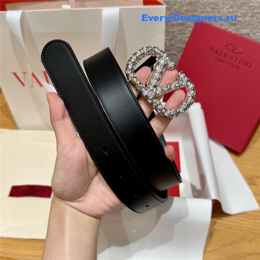 Va1e*ntin0 vlogo black leather belt