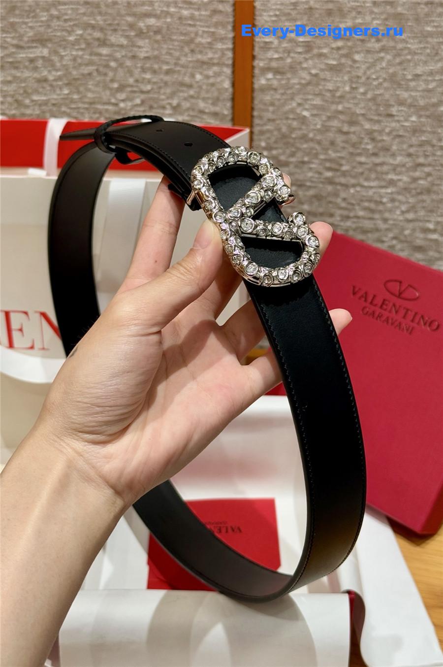 Va1e*ntin0 vlogo black leather belt