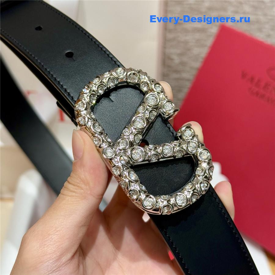 Va1e*ntin0 vlogo black leather belt