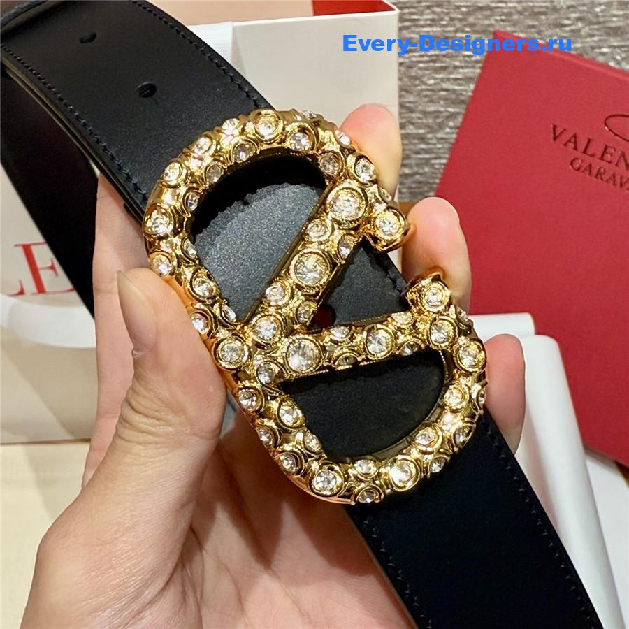 Va1e*ntin0 vlogo gold buckle black belt