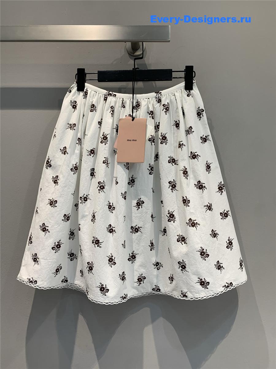 Miu Miu Printed Poplin Skirt